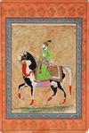 AN EQUESTRIAN PORTRAIT OF AURANGZEB, MUGHAL INDIA, LATE 19TH CENTURY
