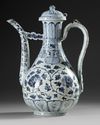 A CHINESE BLUE AND WHITE EWER, QING DYNASTY (1644-1911)