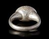 AN AGATE SEAL SILVER RING