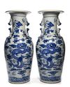 A PAIR OF LARGE CHINESE BLUE AND WHITE VASES