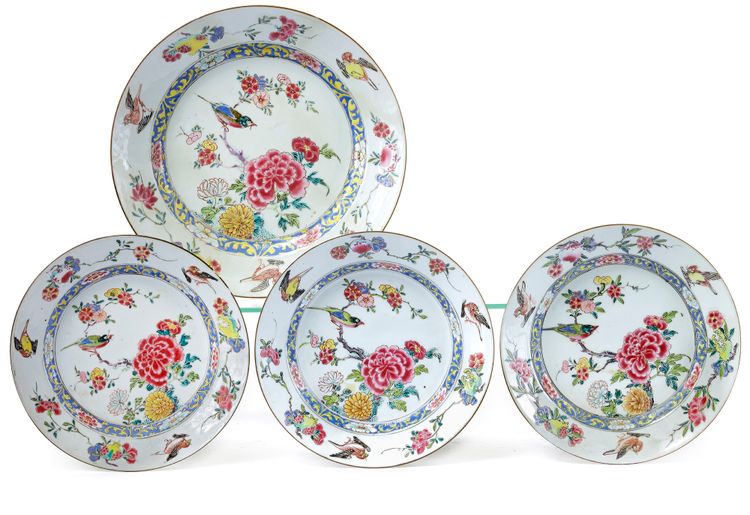 FOUR CHINESE FAMILLE ROSE DISHES, 18TH CENTURY