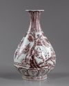 A CHINESE UNDERGLAZE COPPER-RED 'THREE FRIENDS OF WINTER' PEAR-SHAPED VASE, YUHUCHUNPING