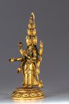 A Sino-Tibetan gilt bronze multi-headed Avalokitesvara