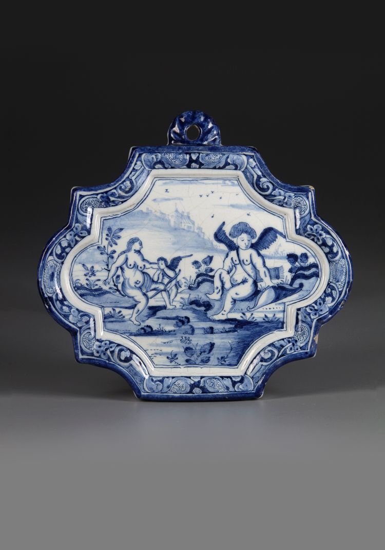 A BLUE AND WHITE DELFT PLAQUE, 18TH CENTURY