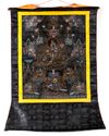 A BLACK GROUND THANGKA OF BUDDHIST DEITIES, TIBET, 20TH CENTURY
