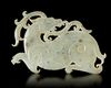 A GREYISH-GREEN JADE DEE PENDANT, CHINA, ZHOU DYNASTY