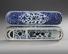 A CHINESE BLUE AND WHITE PEN BOX AND COVER