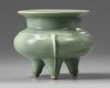 A Longquan-style celadon glazed tripod censer