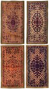 FOUR OTTOMAN VOIDED VELVET CUSHION PURPLE COVERS (YASTIKS). TURKEY, 19TH CENTURY