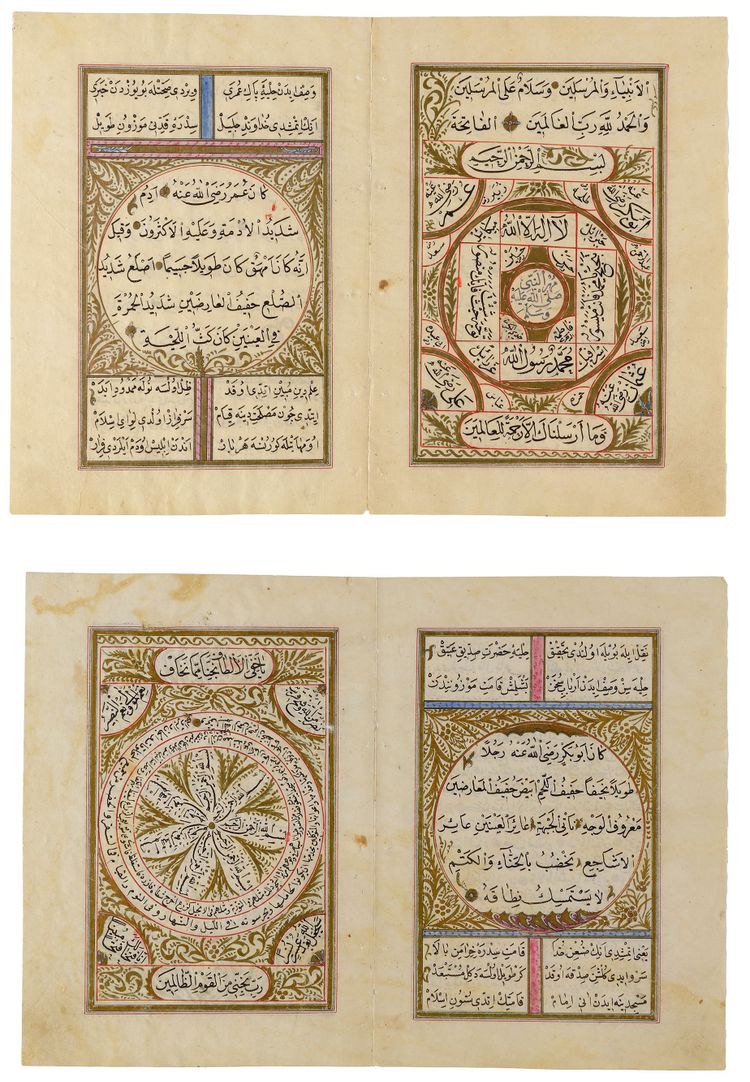 FOUR OTTOMAN LEAVES FROM DALA'IL AL-KHAYRAT, TURKEY, 18TH CENTURY