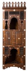 AN OTTOMAN  BONE INLAID HARDWOOD CORNER CABINET, 19TH CENTURY