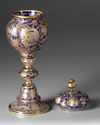 A COBALT-BLUE GLASS COVERED VESSEL, 19TH CENTURY