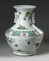 A LARGE CHINESE FAMLLE VERTE 'BIRD AND FLOWER' VASE HU, CHINA, 19TH-20TH CENTURY