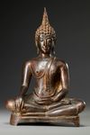A LARGE BRONZE SEATED BUDDHA, THAILAND, 15TH-16TH CENTURY