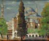 A painting depicting a view on the Grand Mosque, Istanbul