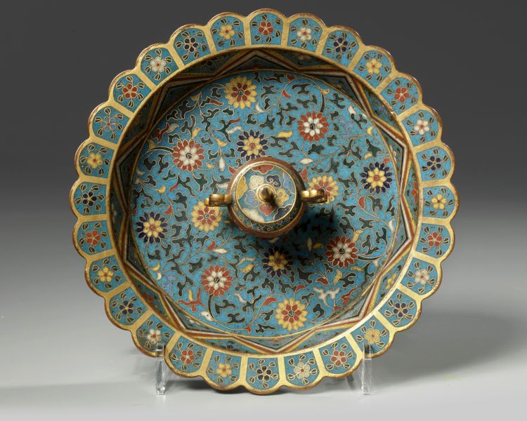 A Chinese cloisonné enamel pricket stick