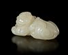 A MYTHICAL ANIMAL WHITE JADE, CINA, QING DYNASTY (1644–1912)