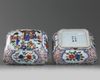 A Chinese wucai 'scholars' square box and cover