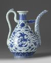 A Chinese Ming-style blue and white ewer and cover