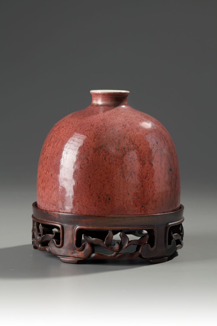 A Chinese peach bloom-glazed beehive water pot