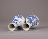 A pair of Chinese blue and white crackle-glazed vases