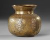 A QAJAR ENGRAVED BRASS VASE, PERSIA, EARLY 19TH CENTURY