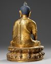 A CHINESE GILT AND BRONZE FIGURE OF BUDDHA, 19TH CENTURY