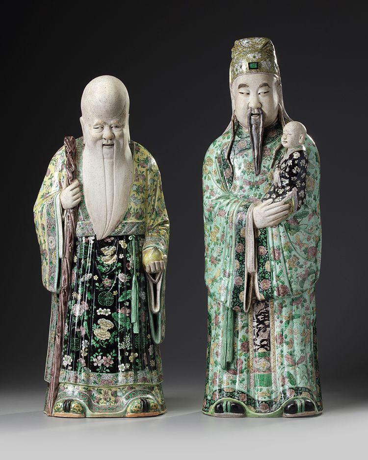 Two Chinese famille verte figures of Star Gods