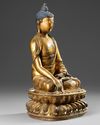 A CHINESE GILT AND BRONZE FIGURE OF BUDDHA, 19TH CENTURY