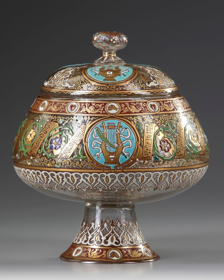 FRENCH ENAMELED GLASS, J.P IMBERTON, 19TH CENTURY