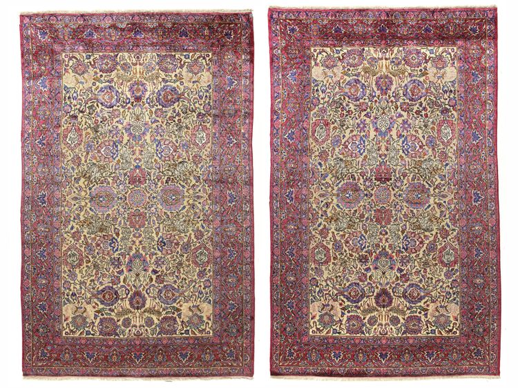 A PAIR OF TEHRAN PART-SILK CARPETS, 19TH CENTURY