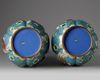 A pair of Chinese cloisonné enamel 'goldfish' hexafoil vases