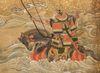 A MID SIZE JAPANESE SCREEN DEPICTING A SAMURAI BATTLE, EDO PERIOD, 18TH CENTURY