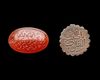 A PERSIAN AGATE AND WOODEN SEAL, QAJAR PERIOD