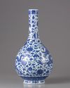 A Chinese blue and white 'dragon' bottle-vase