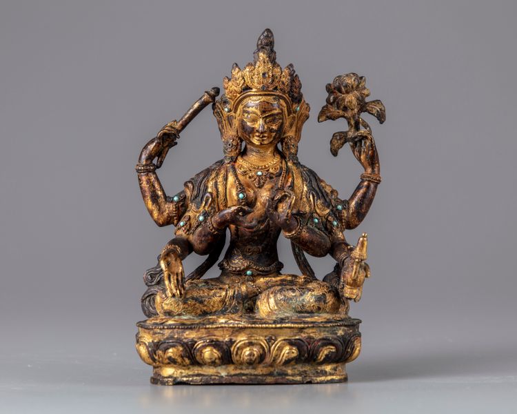 A Chinese gilt bronze Manshuri