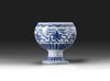 A Chinese blue and white stem bowl