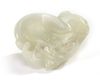 A Chinese pale celadon jade 'twin catfish' carving