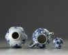 A Chinese blue and white moulded teapot and a hexagonal jar