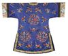 A Chinese blue-ground embroidered short informal robe