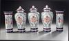 A SAMSON PORCELAIN CHINESE FAMILLE ROSE STYLE FIVE-PIECE GARNITURE, 19TH CENTURY