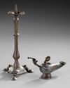 A ROMAN BRONZE LAMP WITH CANDELABRA, 2ND CENTURY AD