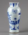 A Chinese blue and white 'Zhong Kui' slender vase