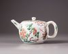 A Chinese famille verte moulded teapot and cover
