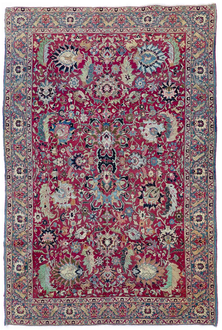 A TAHRAN CARPET WITH SILK, 19TH CENTURY