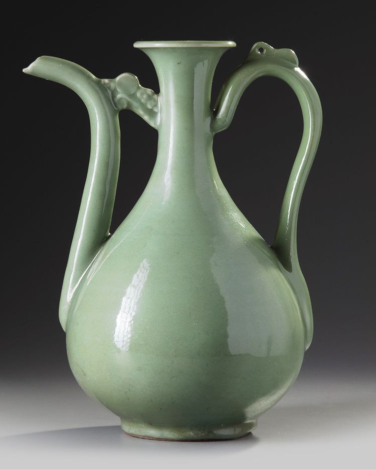 A Chinese celadon-glazed ewer