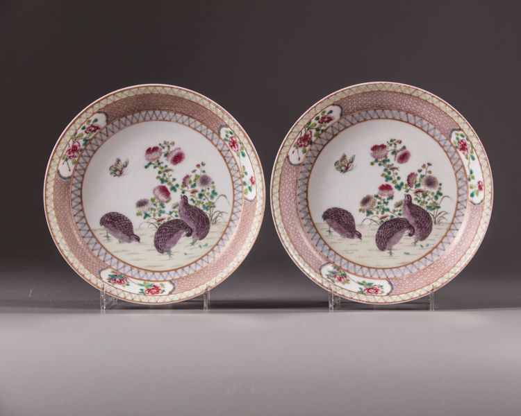 A pair of famille rose dishes