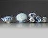 A group of five Chinese blue and white porcelain vessels
