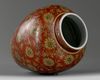 A Chinese Ming-style red and yellow-enamelled 'scrolling lotus' jar