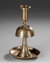 A ZAND ENGRAVED BRASS CANDLESTICK, PERSIA, 18TH CENTURY